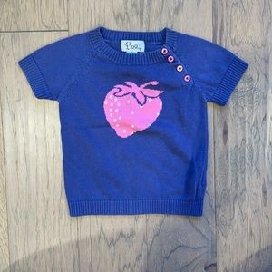 Lilly Pulitzer strawberry short sleeve sweater top 3T navy and pink